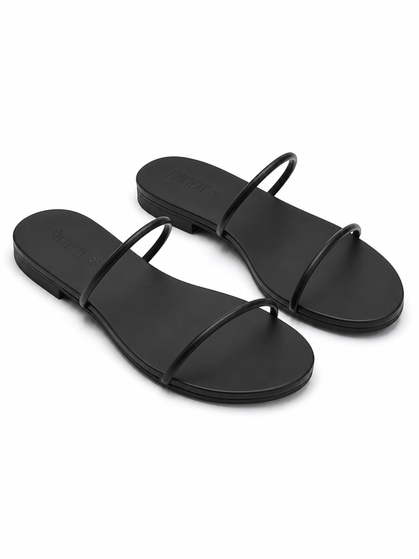 Black Strappy Slides