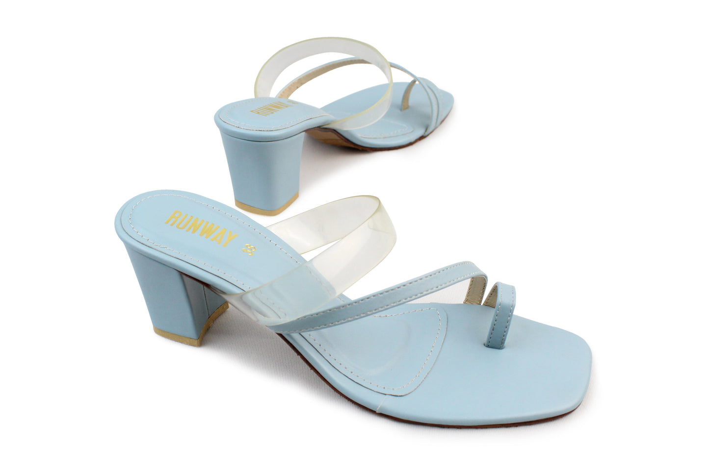 Pastel Blue PVC Strapped Heels