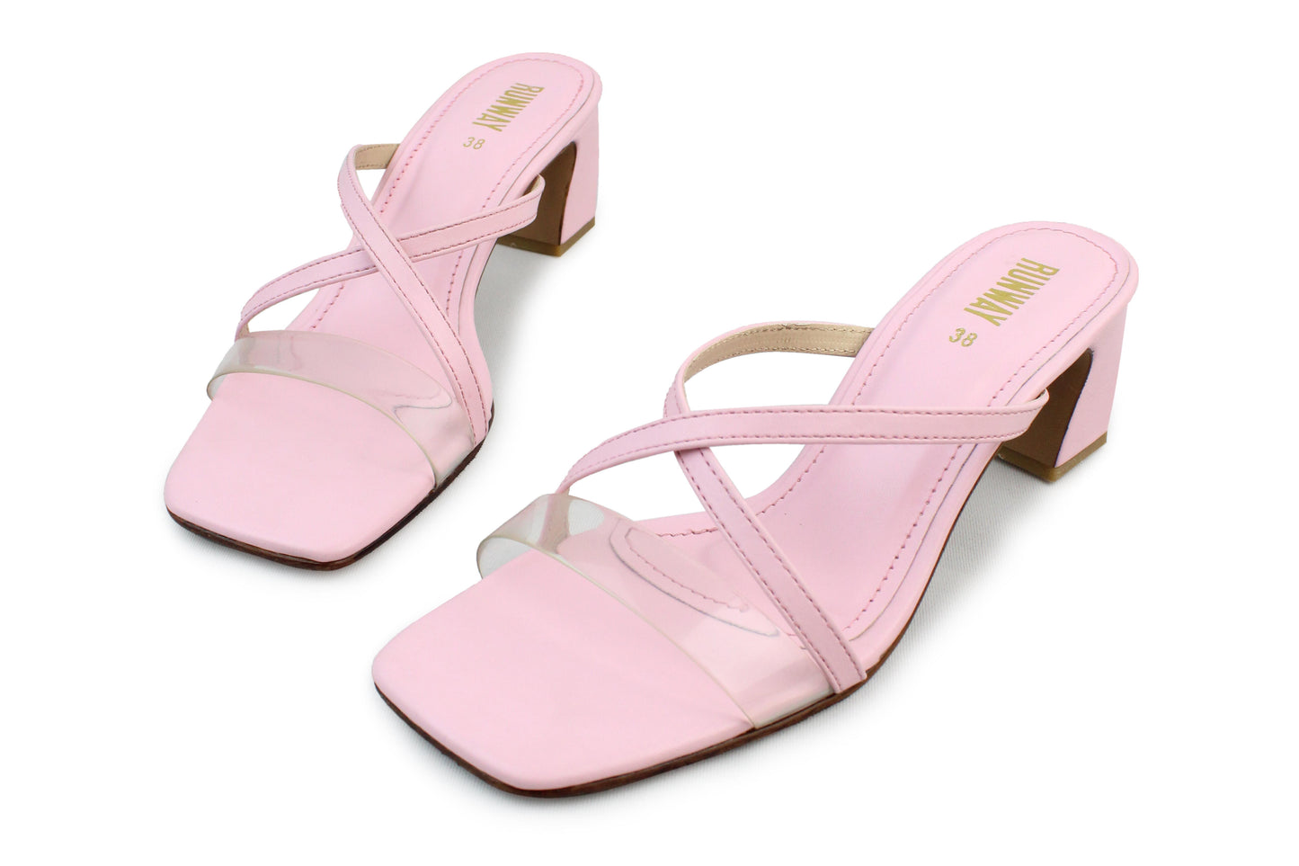 Pastel Pink PVC Strapped Heels