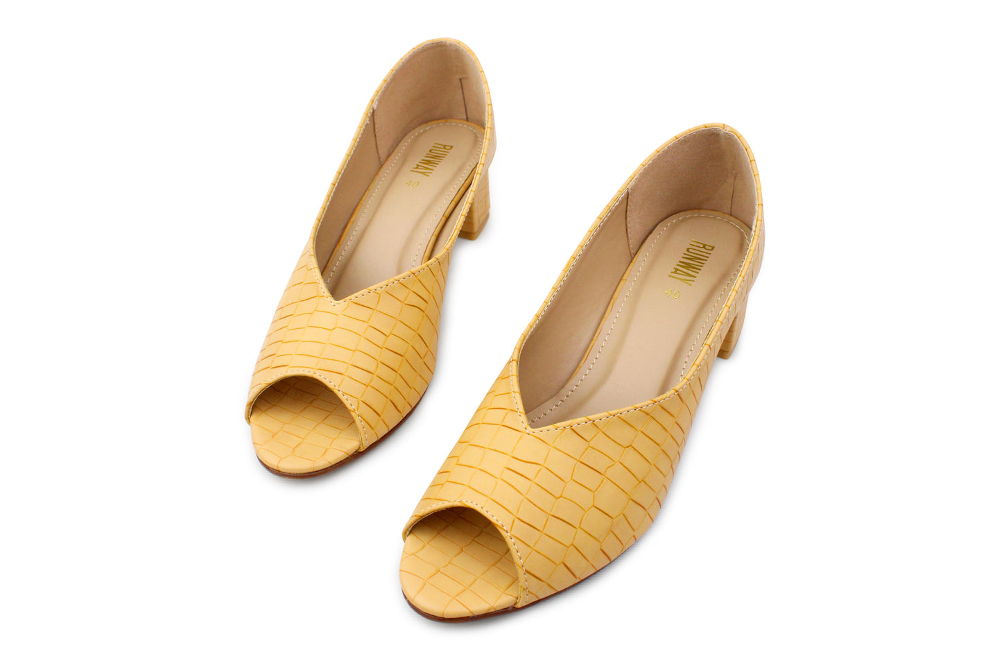 Beige Crocodile Pumps