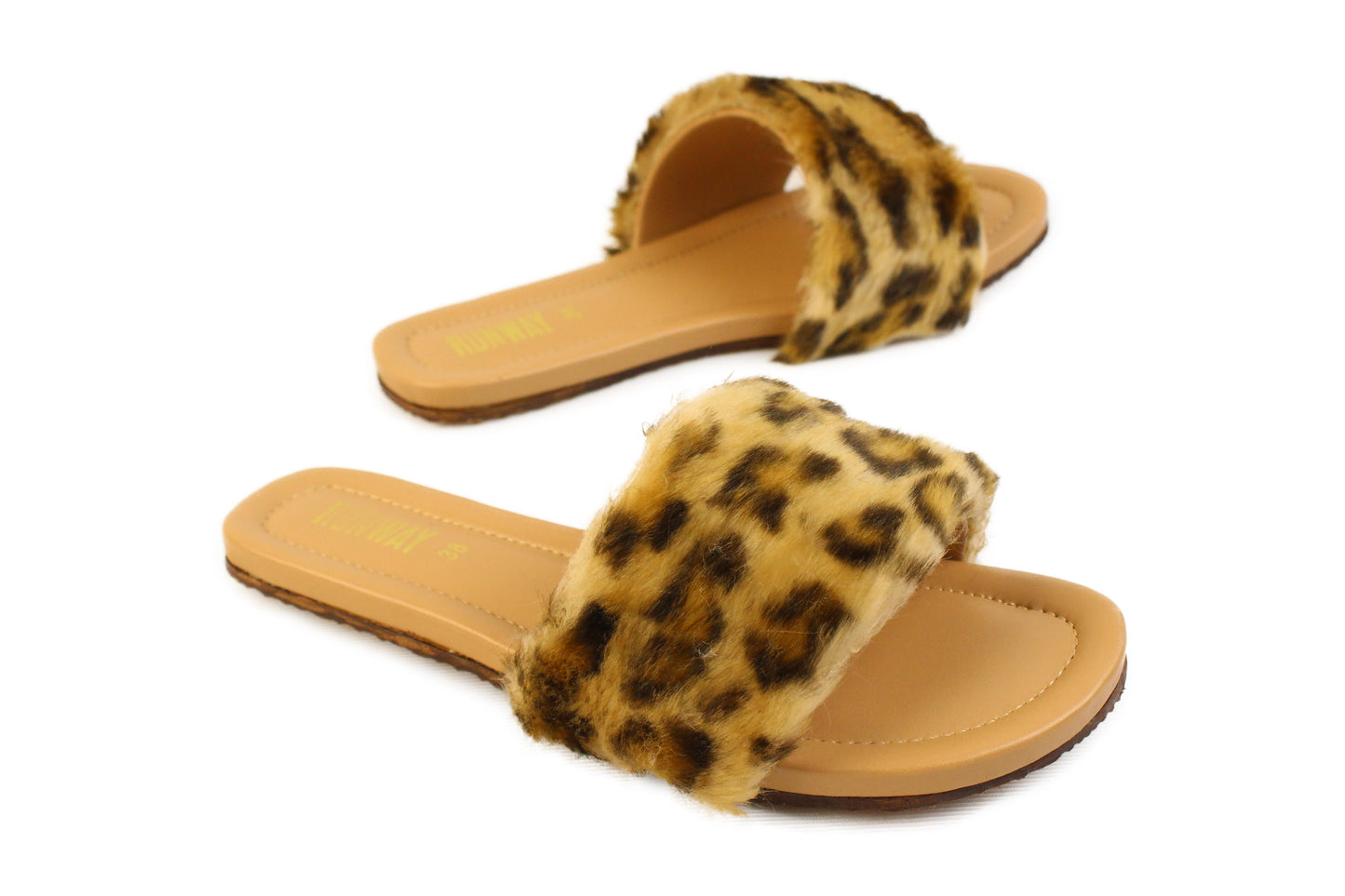 White Furry Cheetah Flats