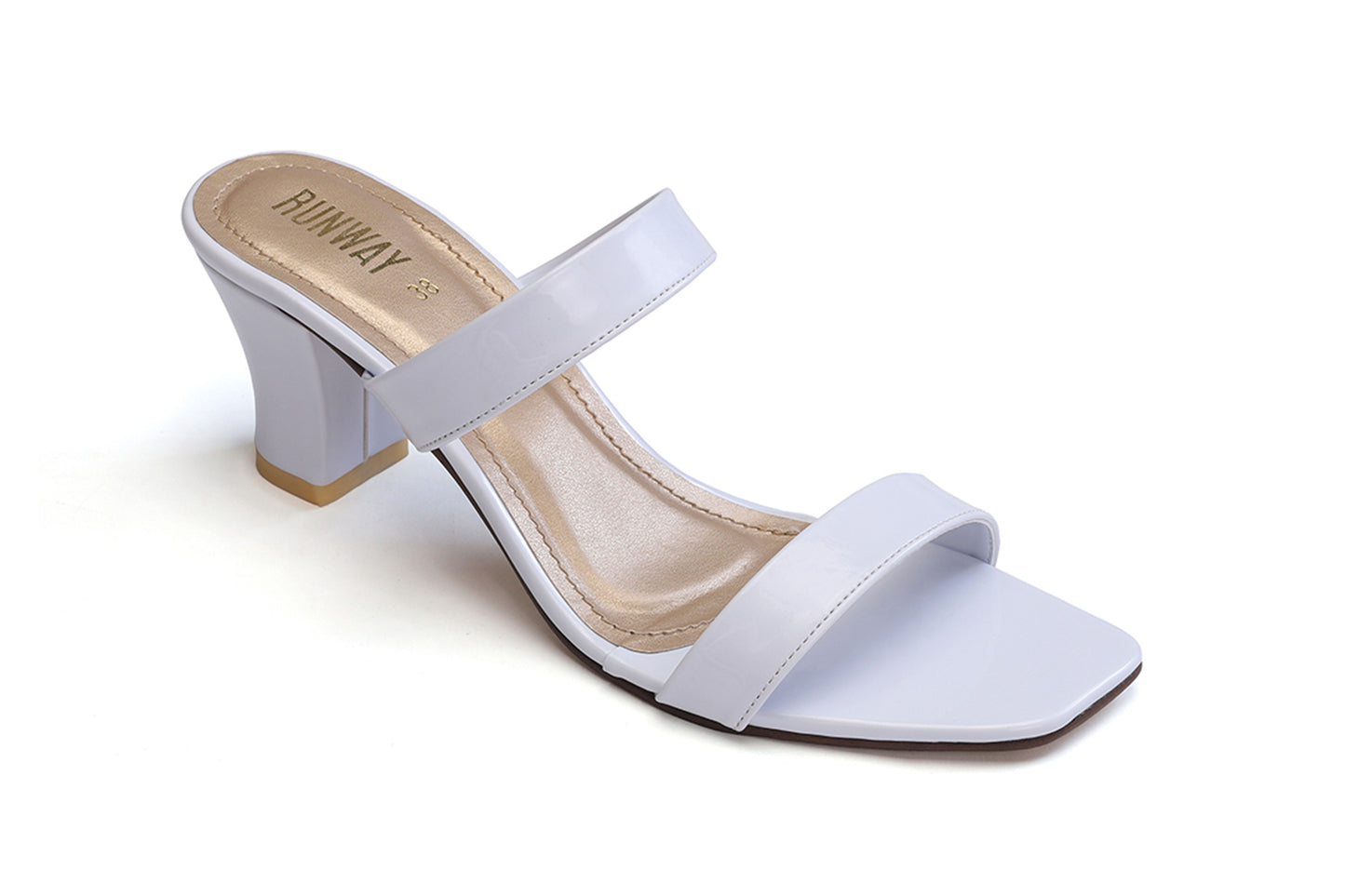 T-Shaped Patent Taupe Heels