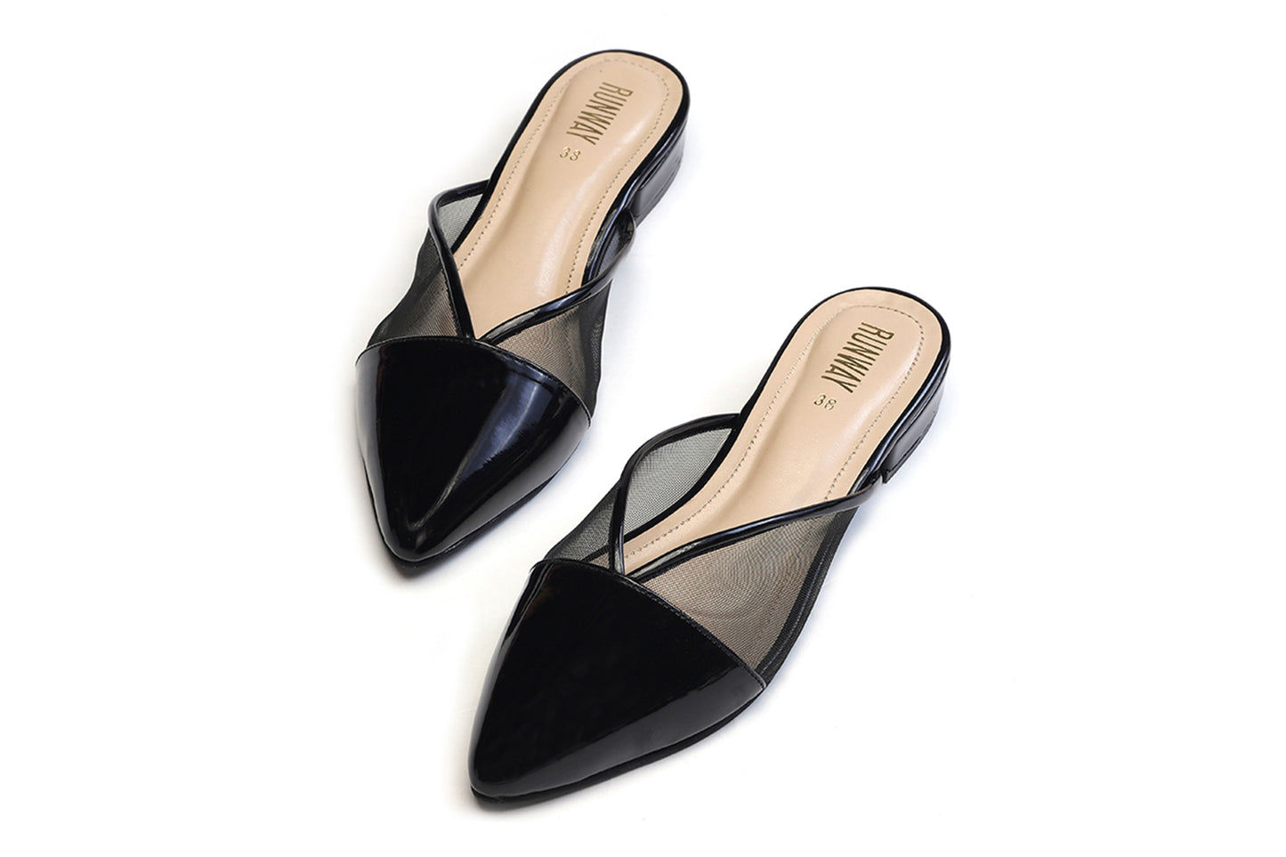 Patent Net Black Flats