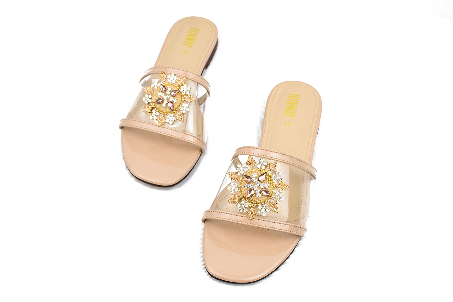 Patterned Pink Buckle Embellished Heels