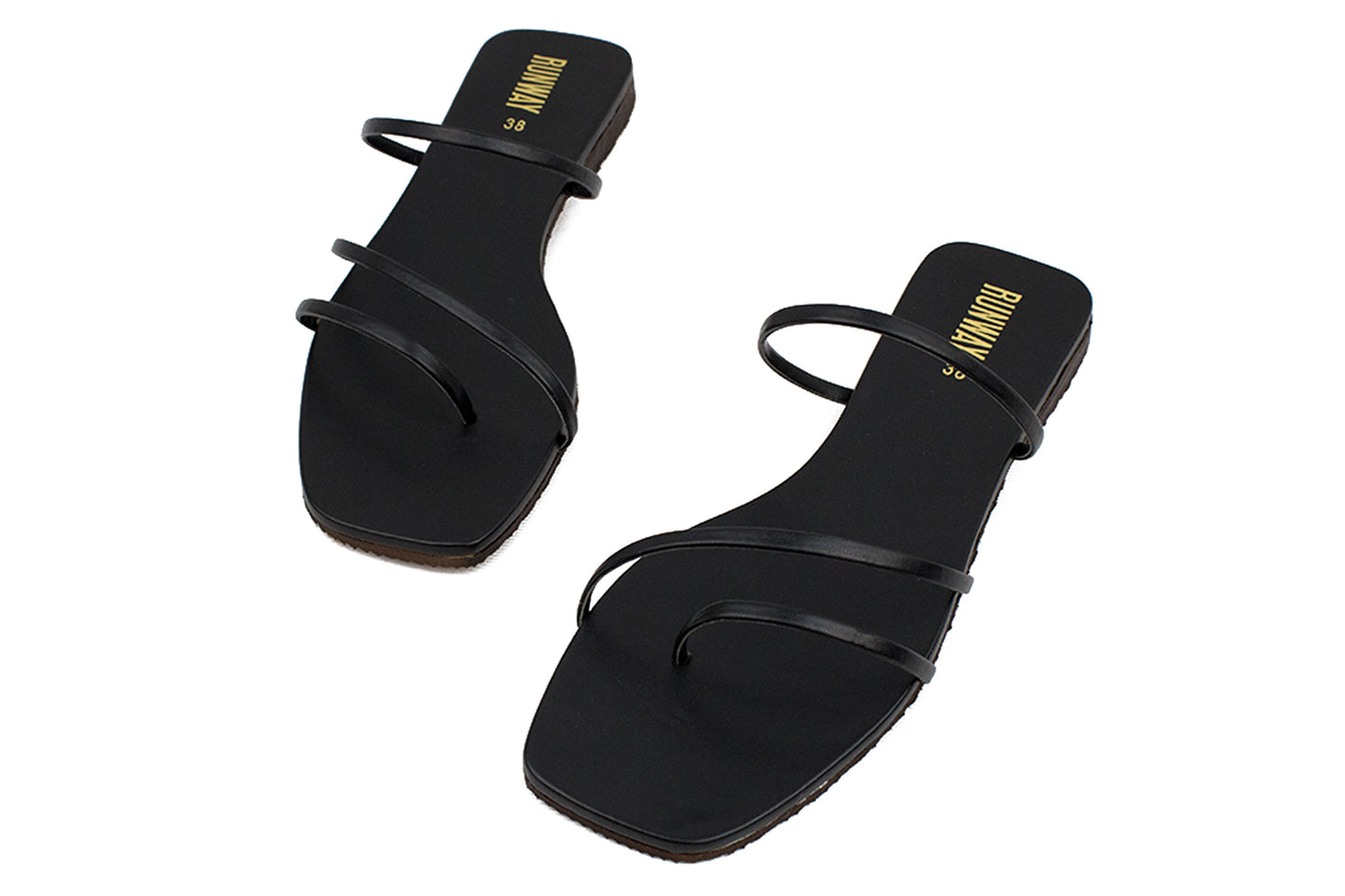 3 Strapped Black Slides