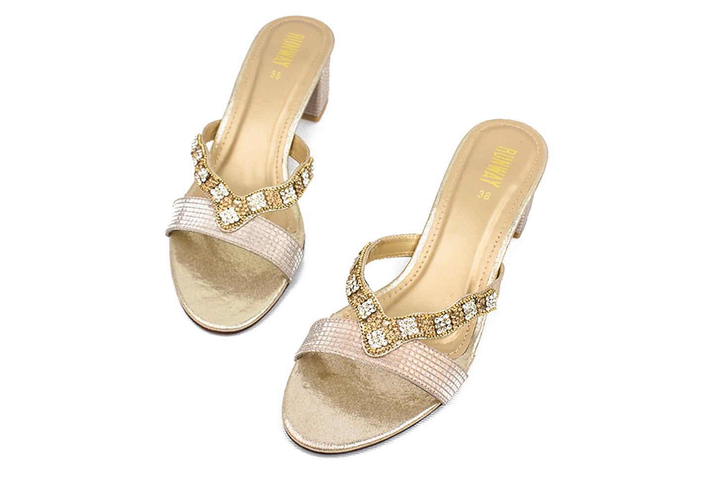 Patterned Pink Buckle Embellished Heels