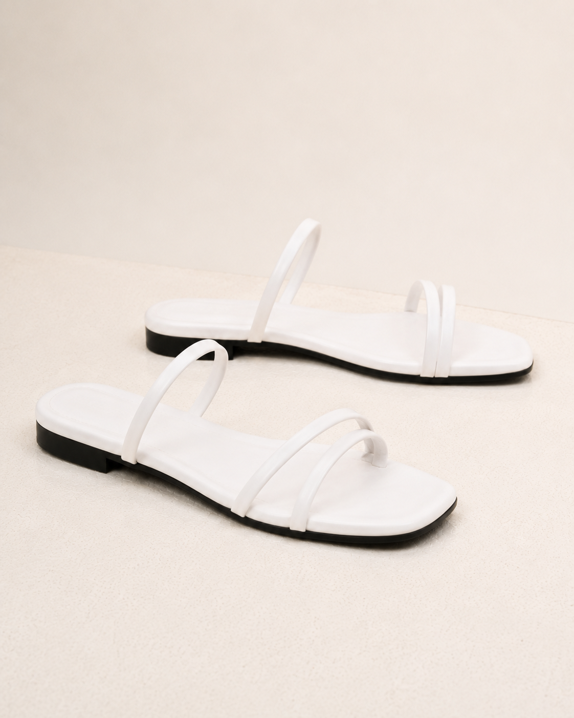 3 Strapped White Slides