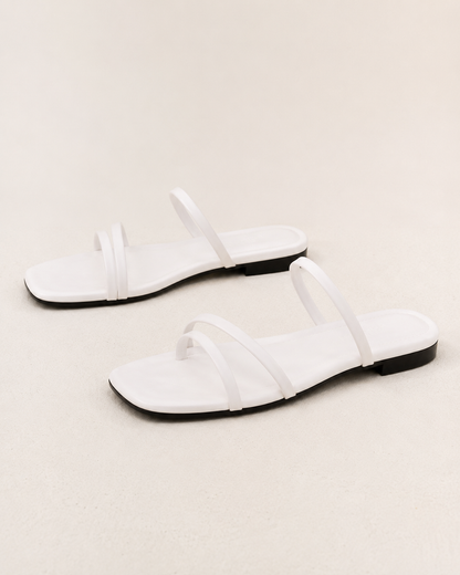 3 Strapped White Slides