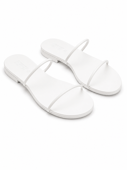 White Strappy Slides
