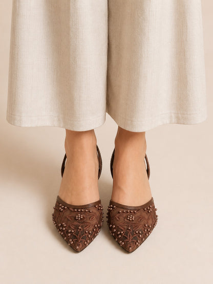 Embroidered Floral Pumps