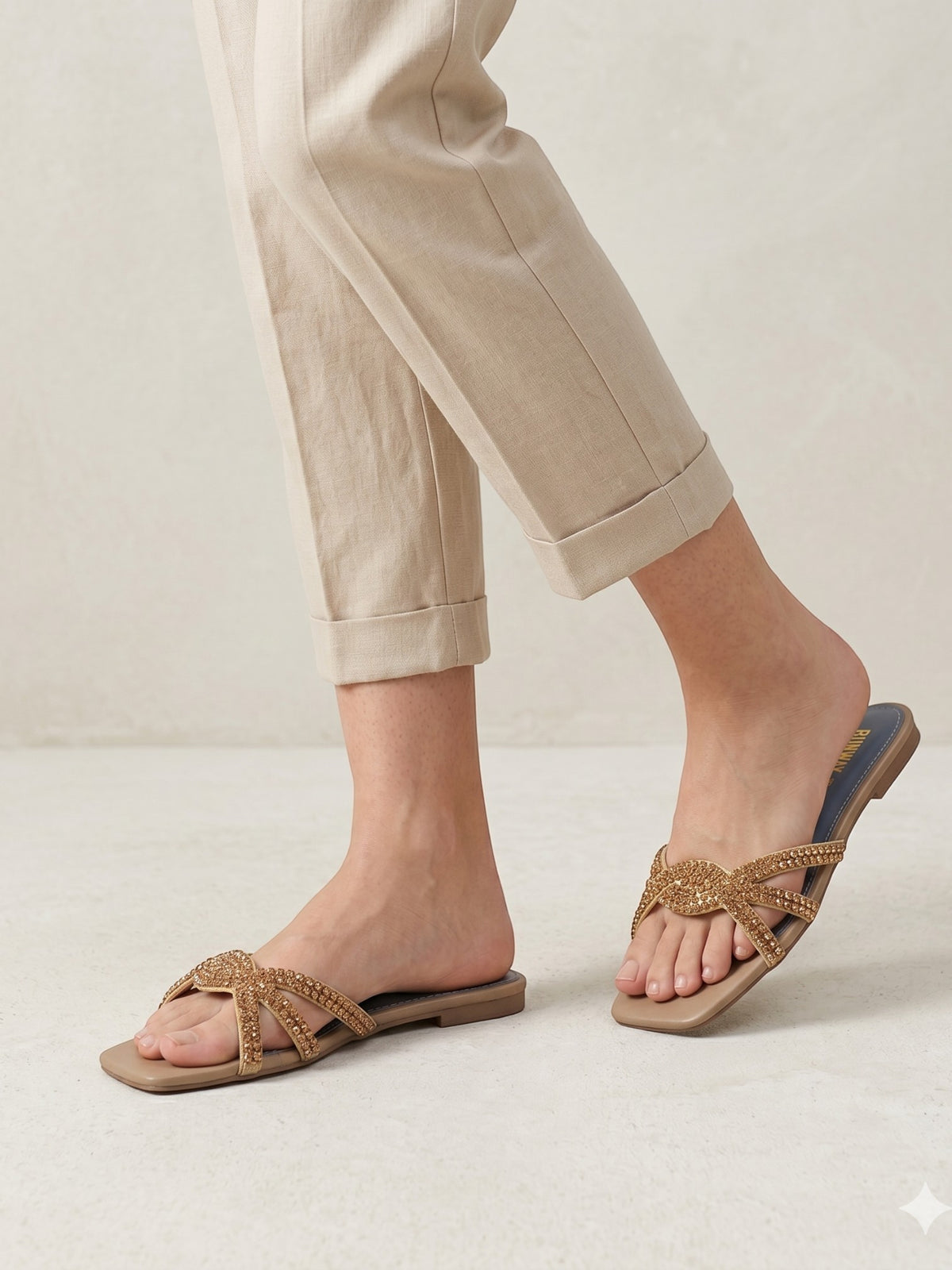 Studded Starry Brown Flats
