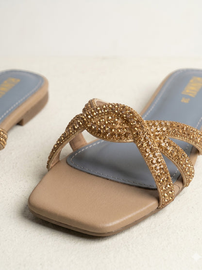 Studded Starry Brown Flats