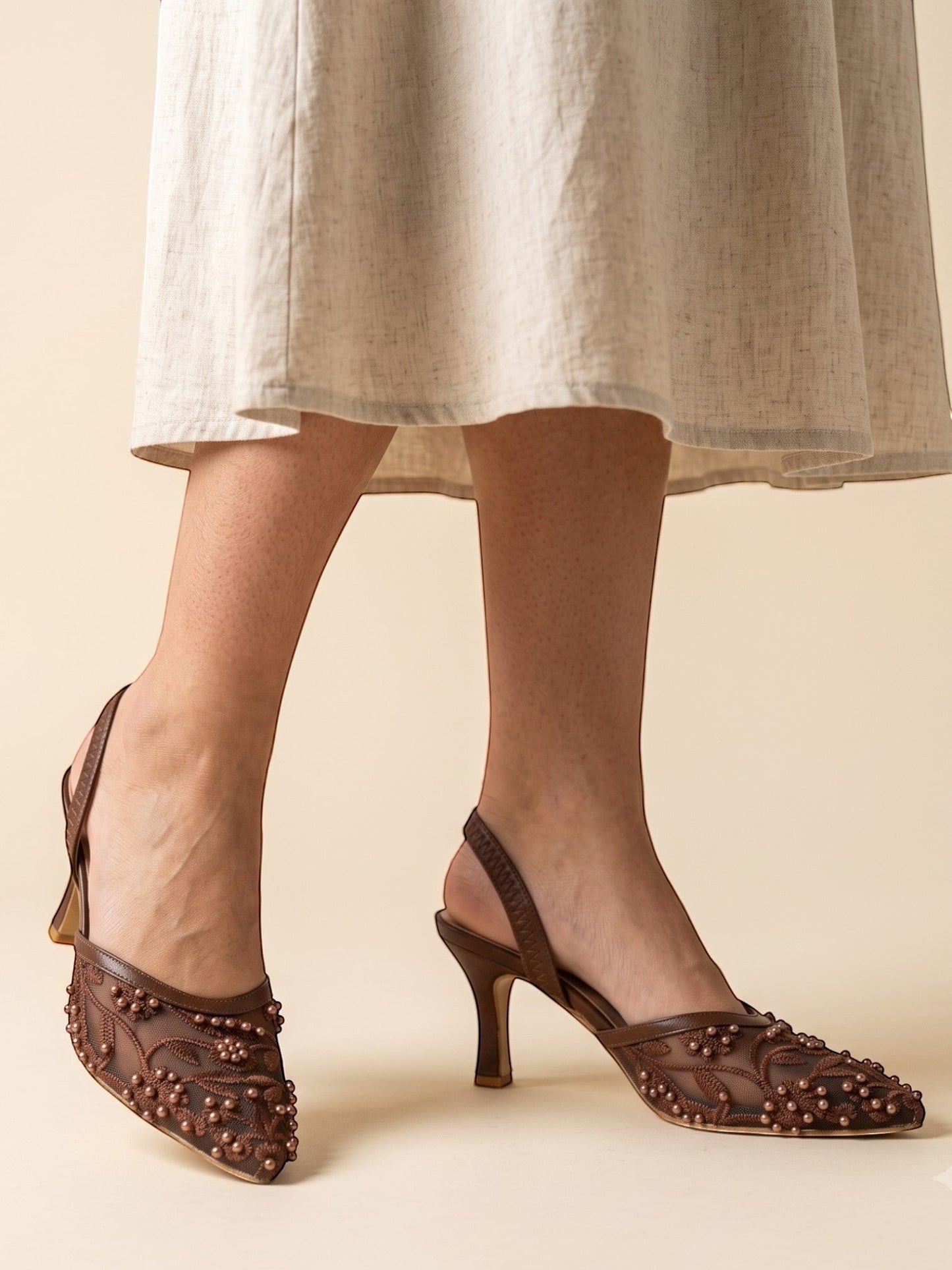 Embroidered Floral Pumps