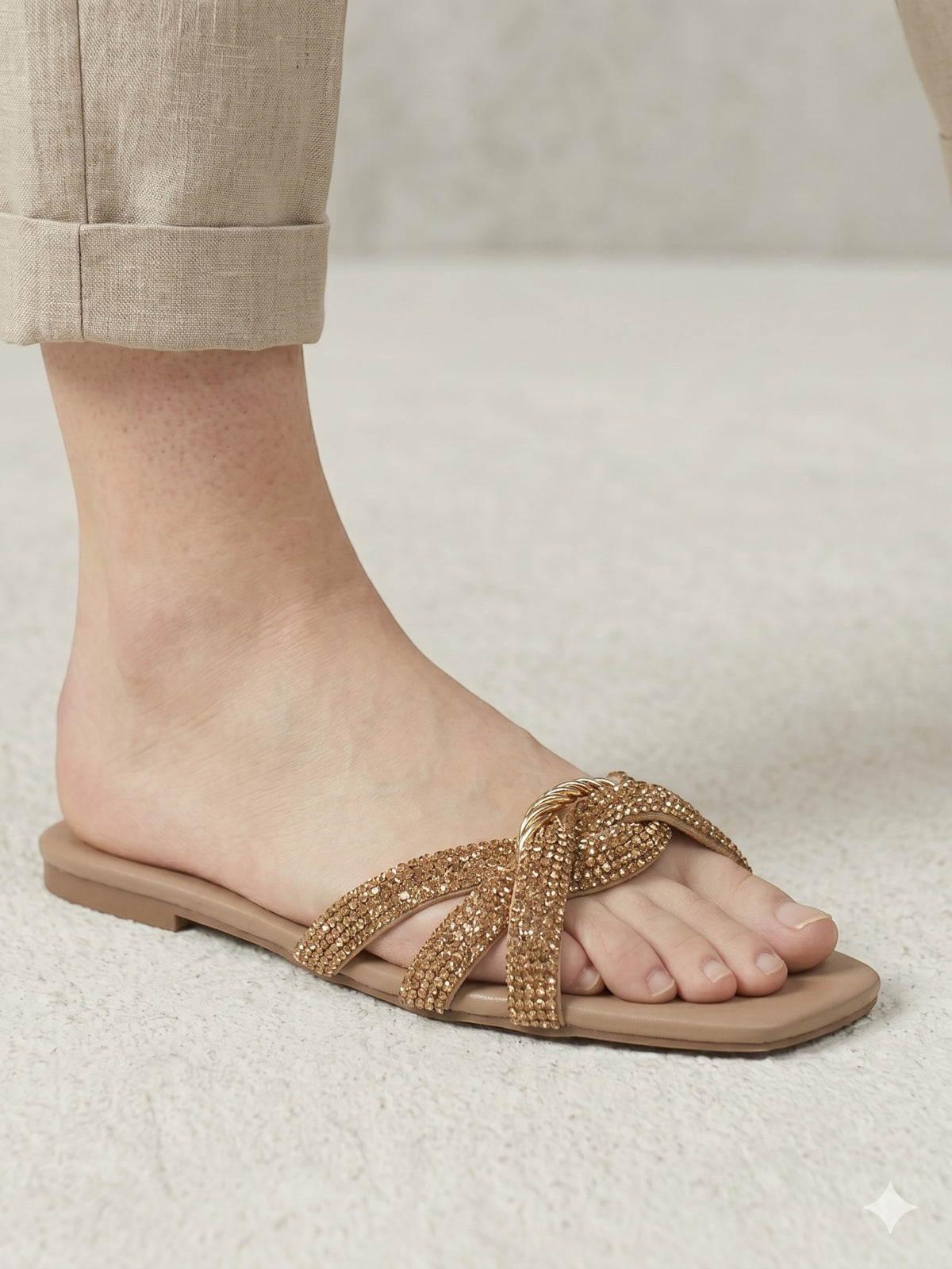 Studded Starry Brown Flats