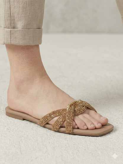 Studded Starry Brown Flats