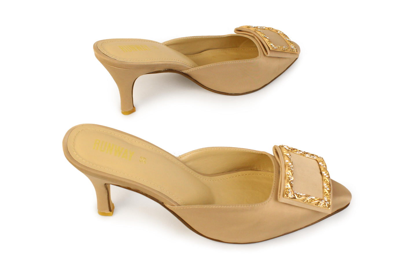 Formal Pump Heels In Satin - Golden