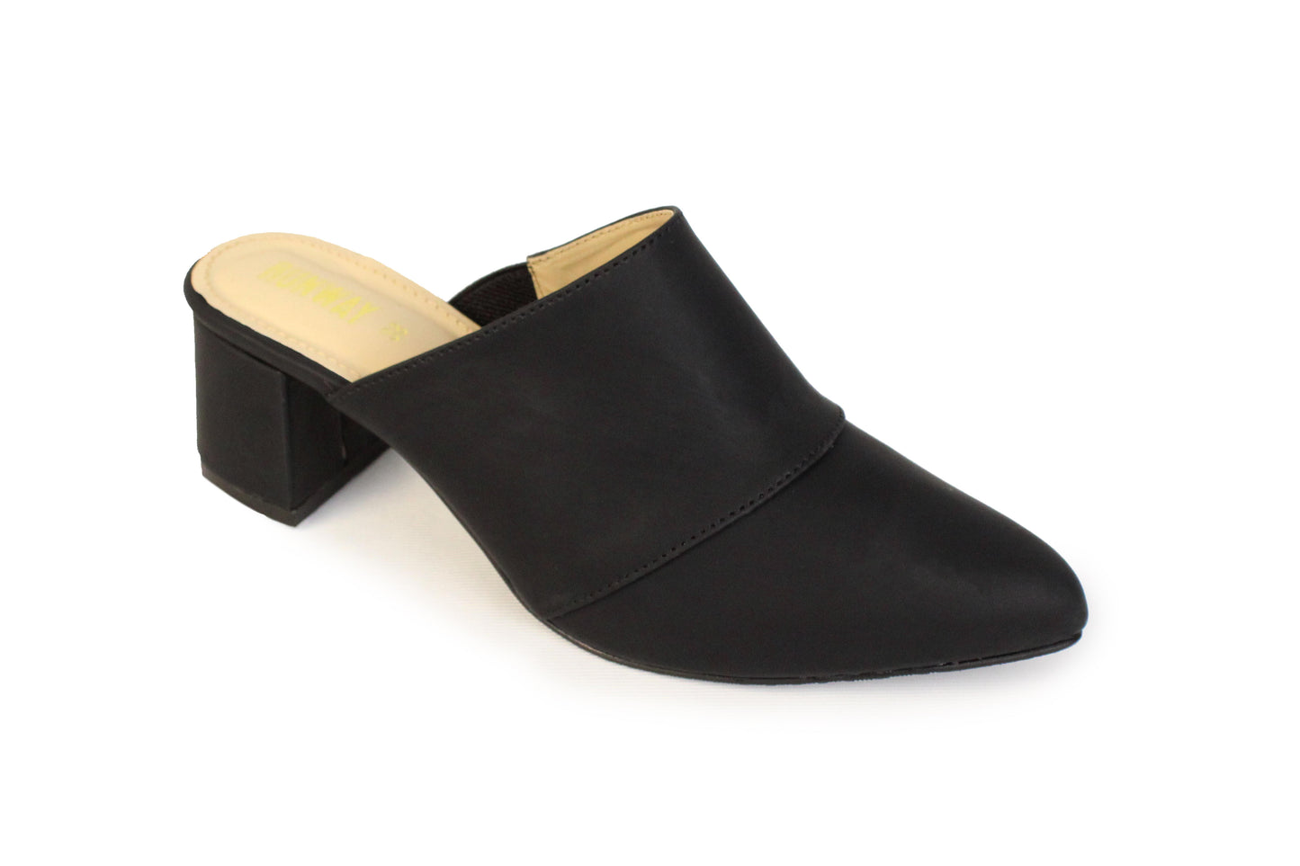 Black Almond Toe Mules