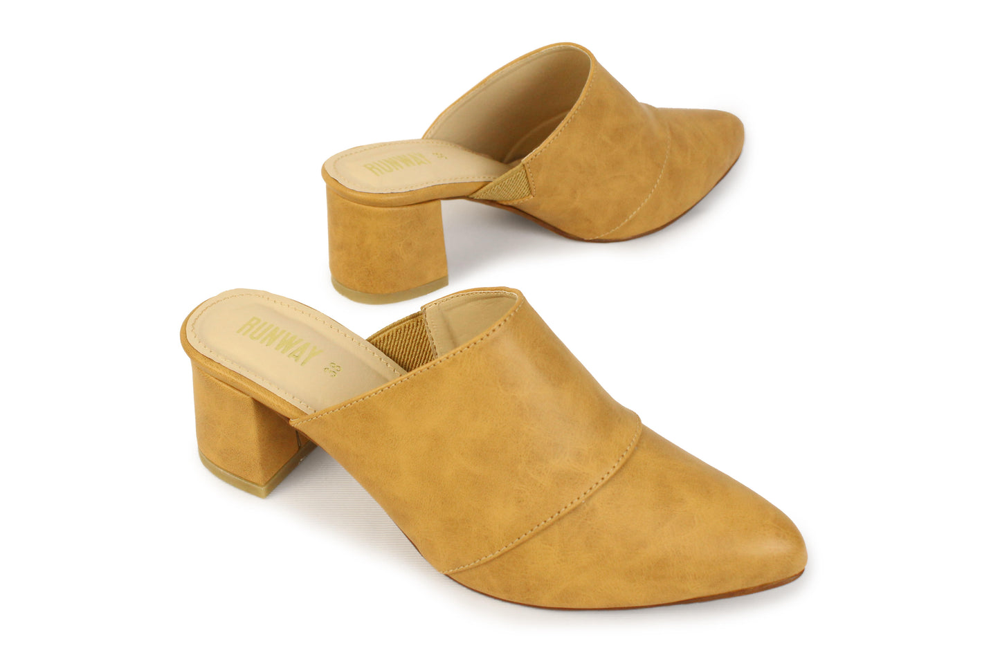 Mustard Almond Toe Mules