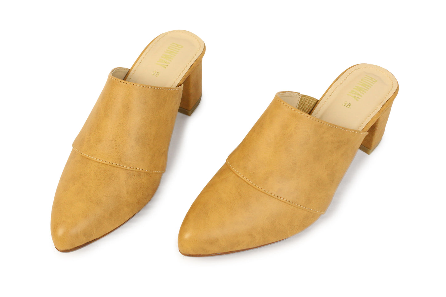 Mustard Almond Toe Mules