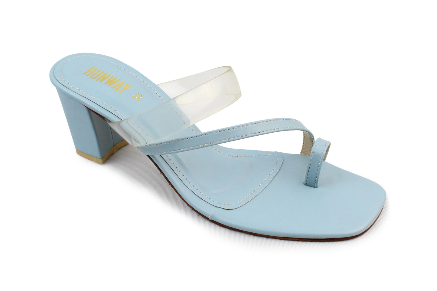 Pastel Blue PVC Strapped Heels