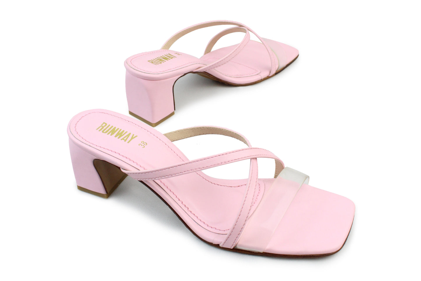 Pastel Pink PVC Strapped Heels