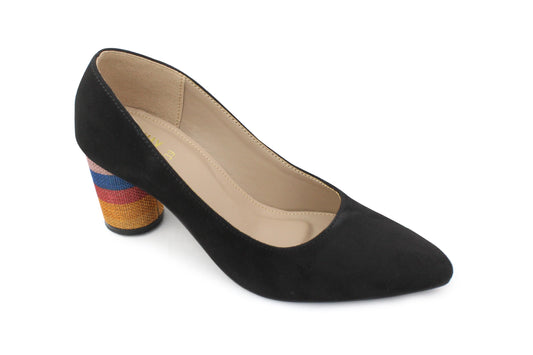Black Court Shoes with Retro Heels