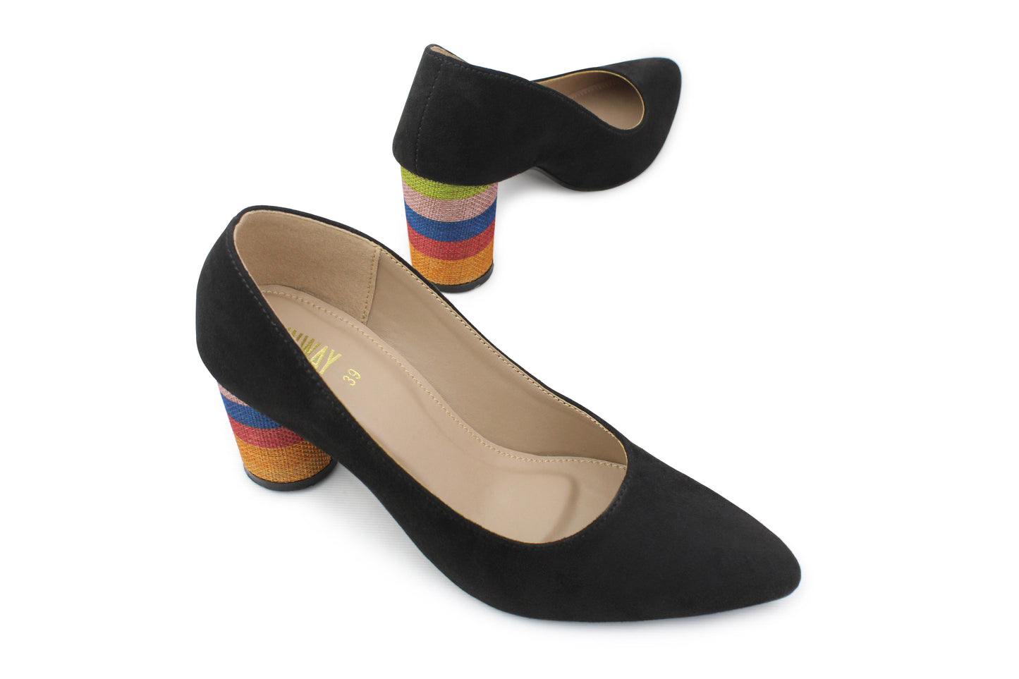 Black Court Shoes with Retro Heels