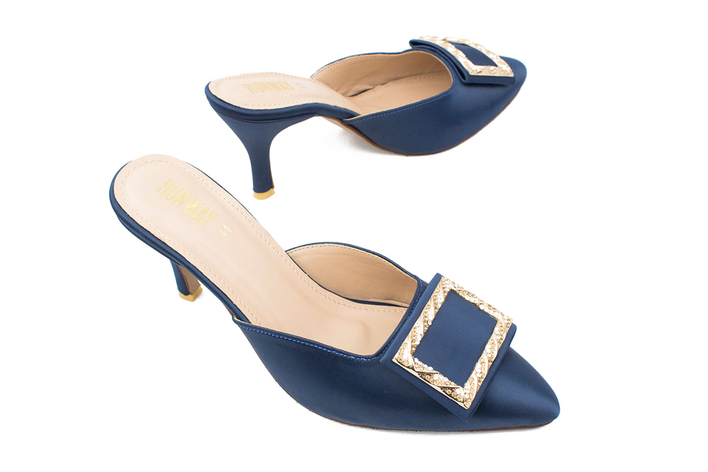 Formal Pump Heels In Satin – Navy Blue