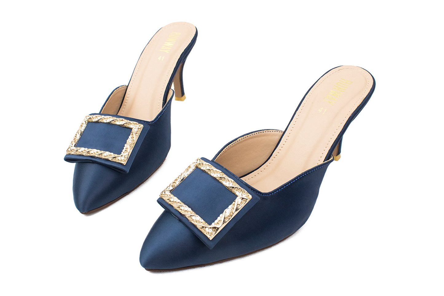 Formal Pump Heels In Satin – Navy Blue