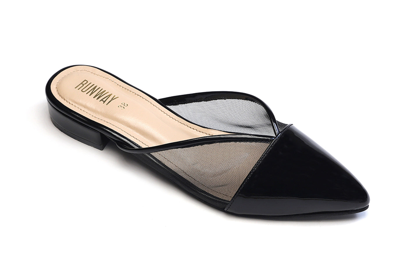 Patent Net Black Flats