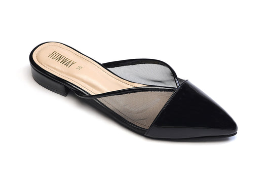 Patent Net Black Flats