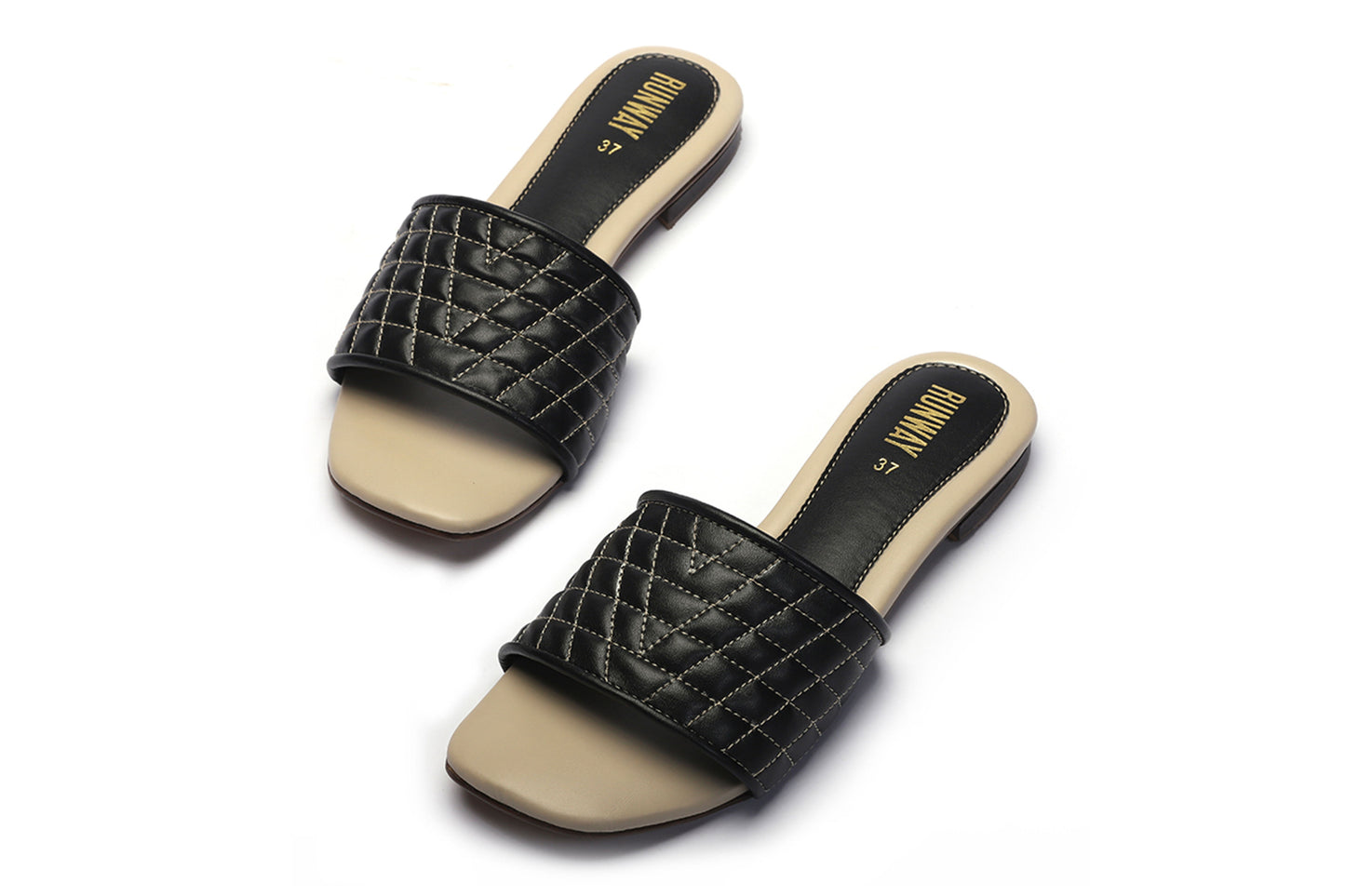Puffy Black Flats