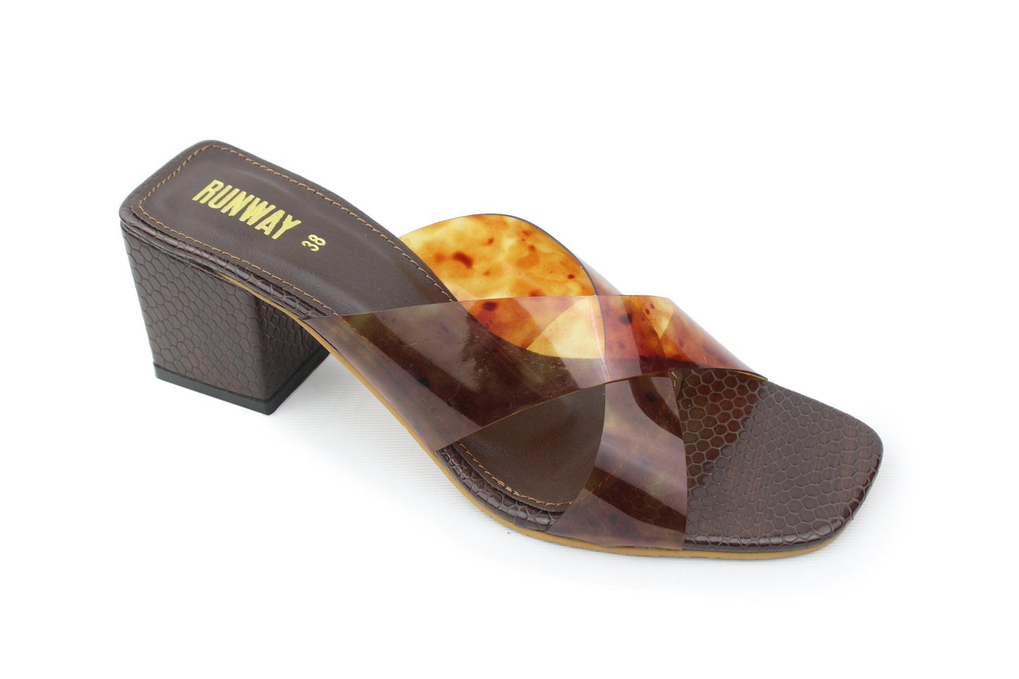 Cheetah PVC Brown Block Heels