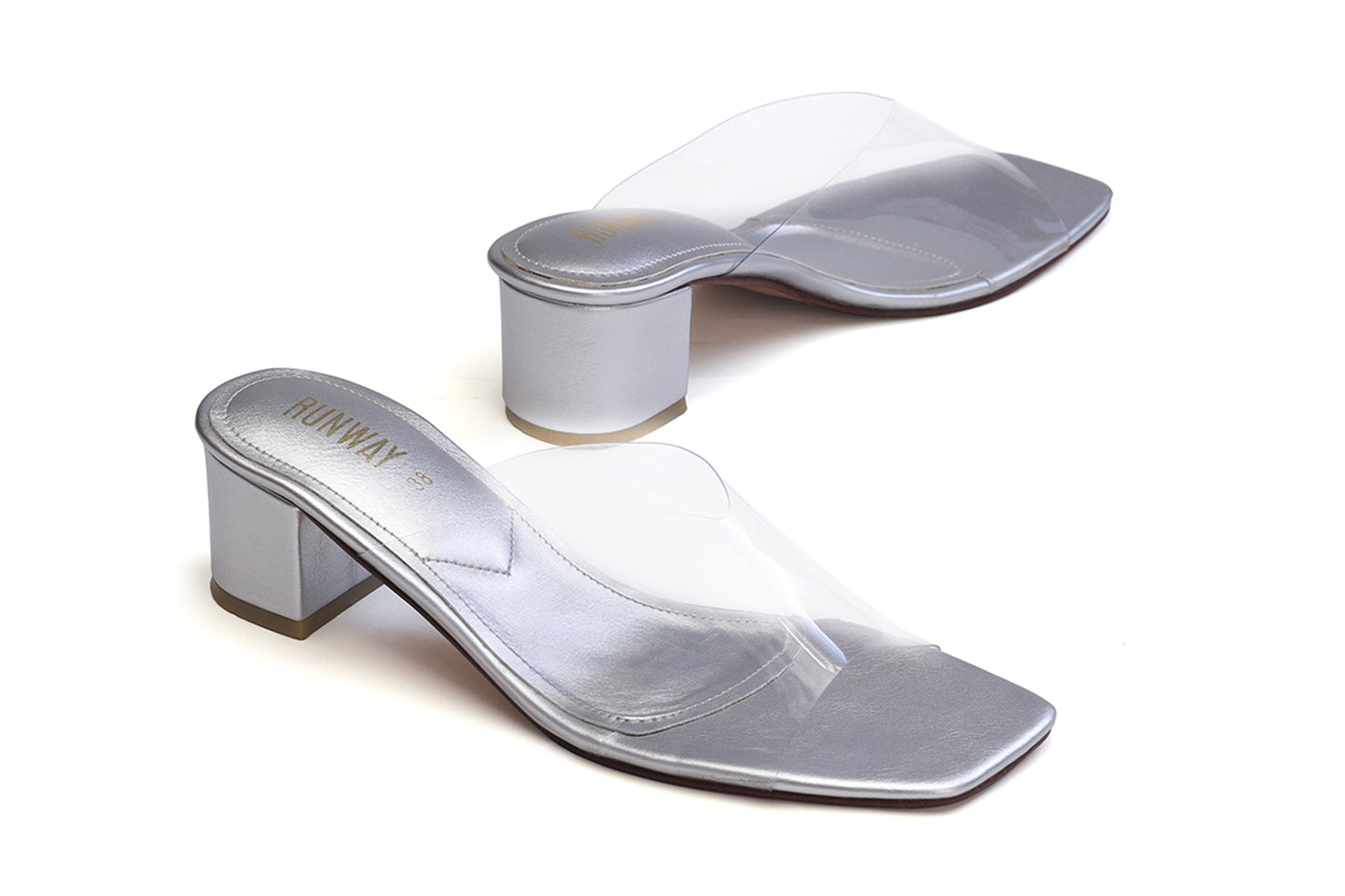 Silver PVC Heels