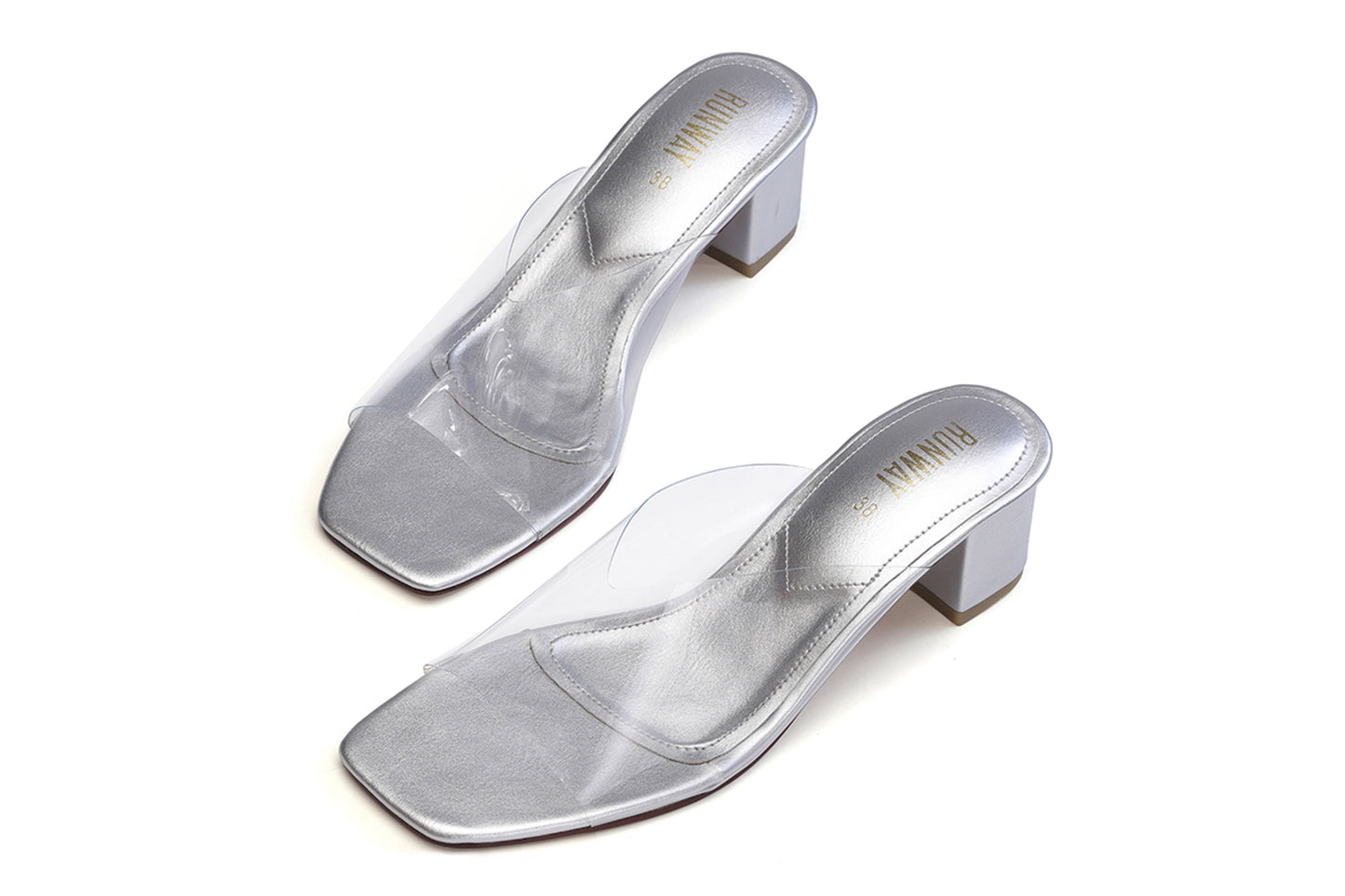 Silver PVC Heels
