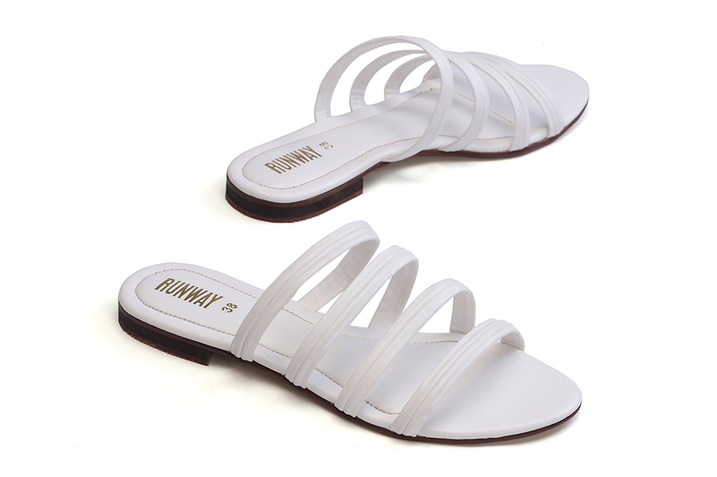 White Multi-Loop Slippers