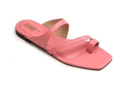 Coral Strappy Toe Flats