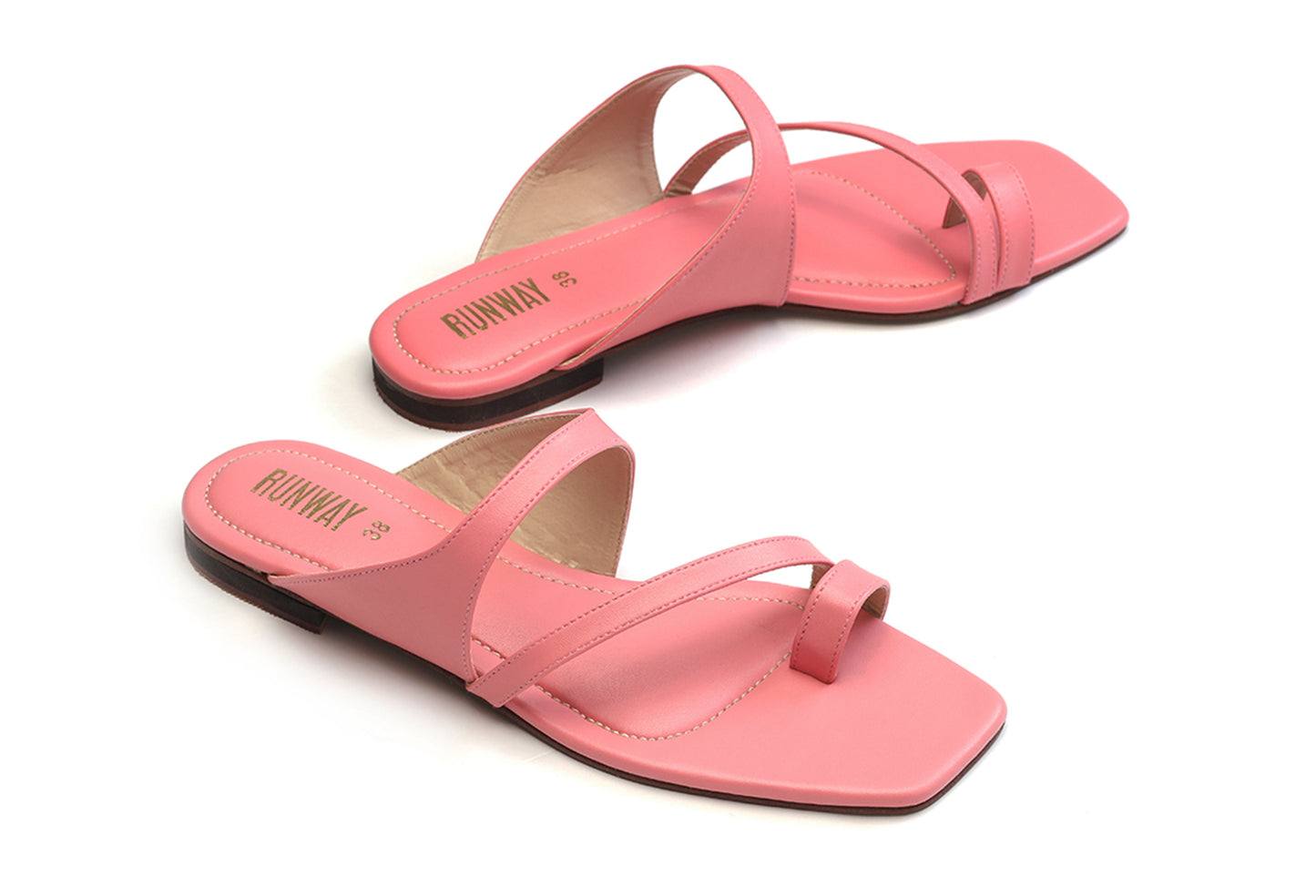 Coral Strappy Toe Flats