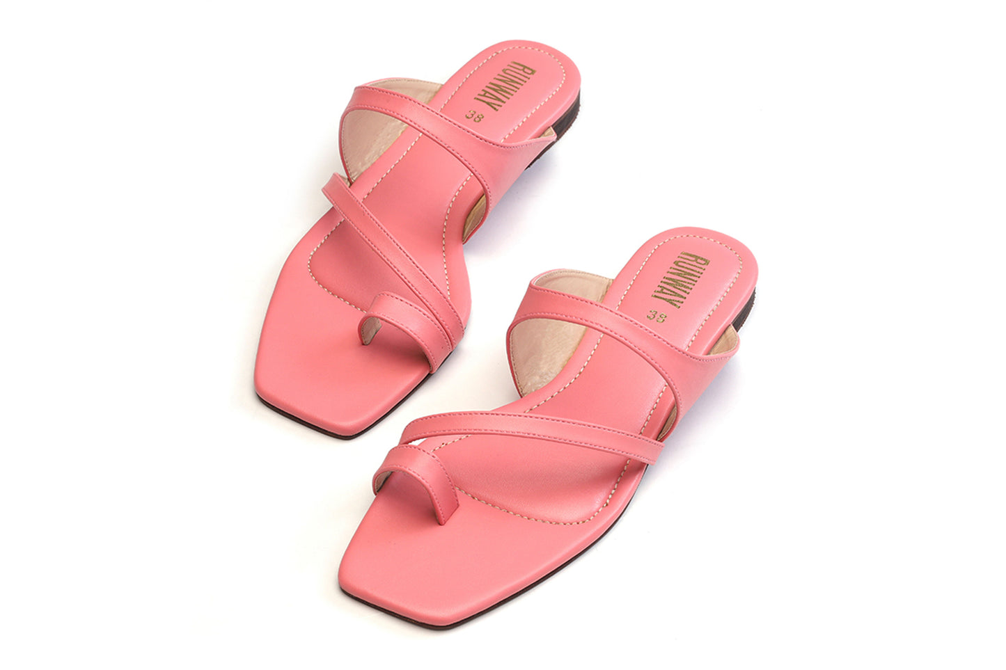 Coral Strappy Toe Flats