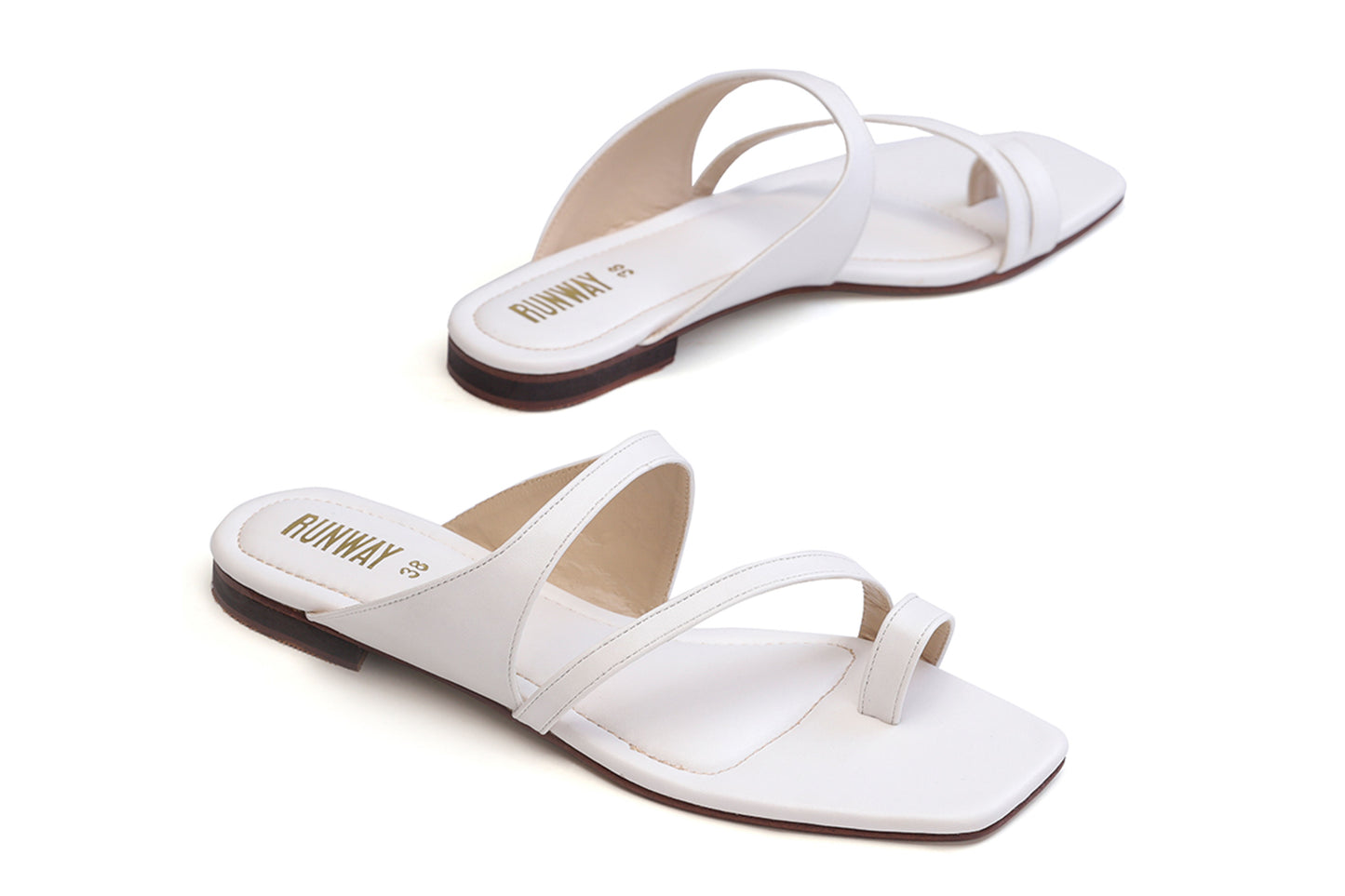 White Strappy Toe Flats