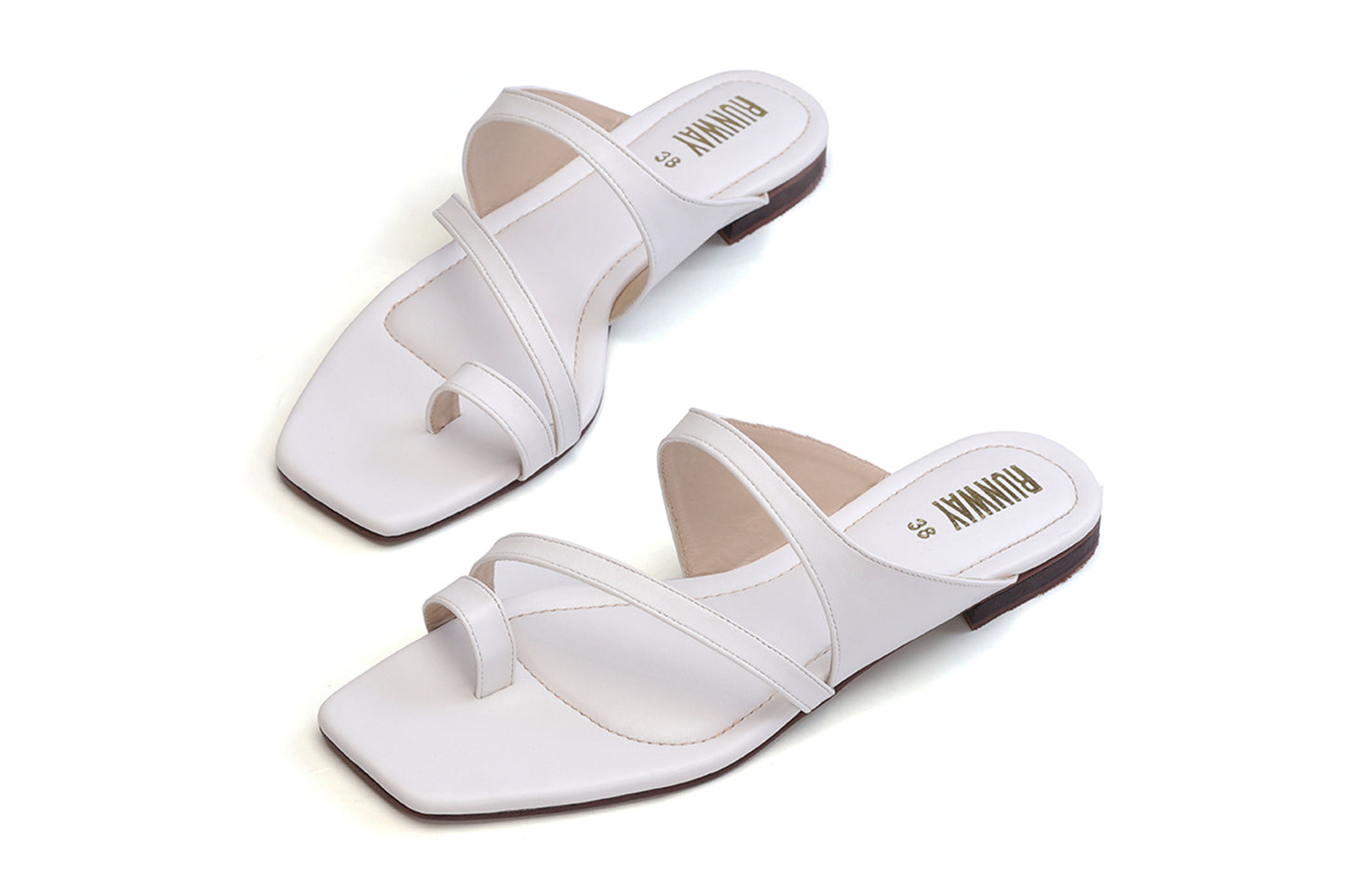 White Strappy Toe Flats