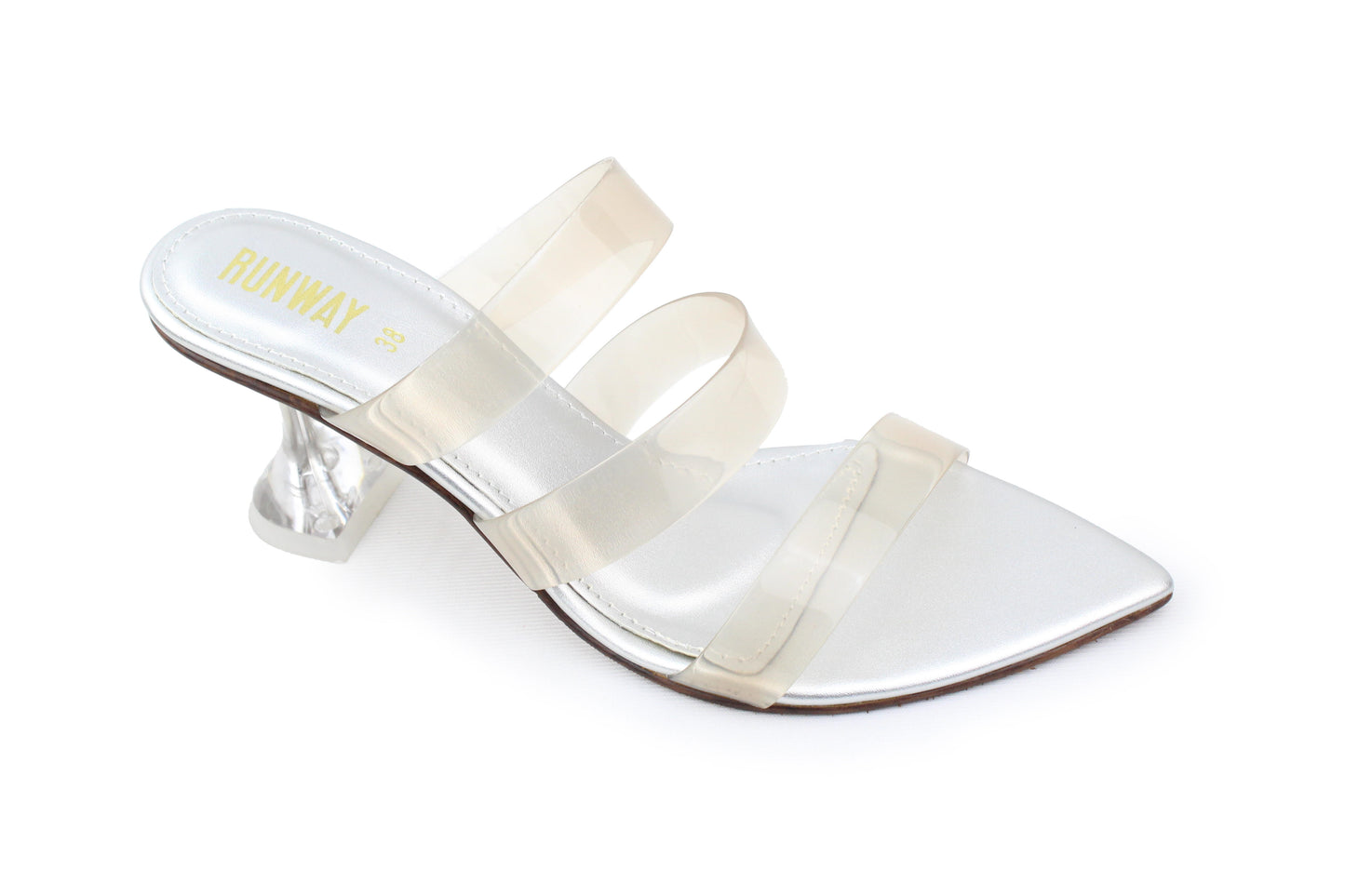 Silver PVC A-Shaped Heels