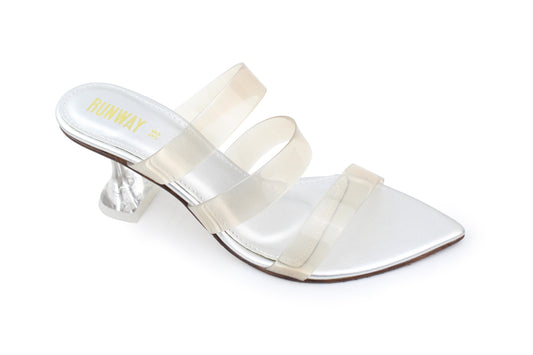 Silver PVC A-Shaped Heels