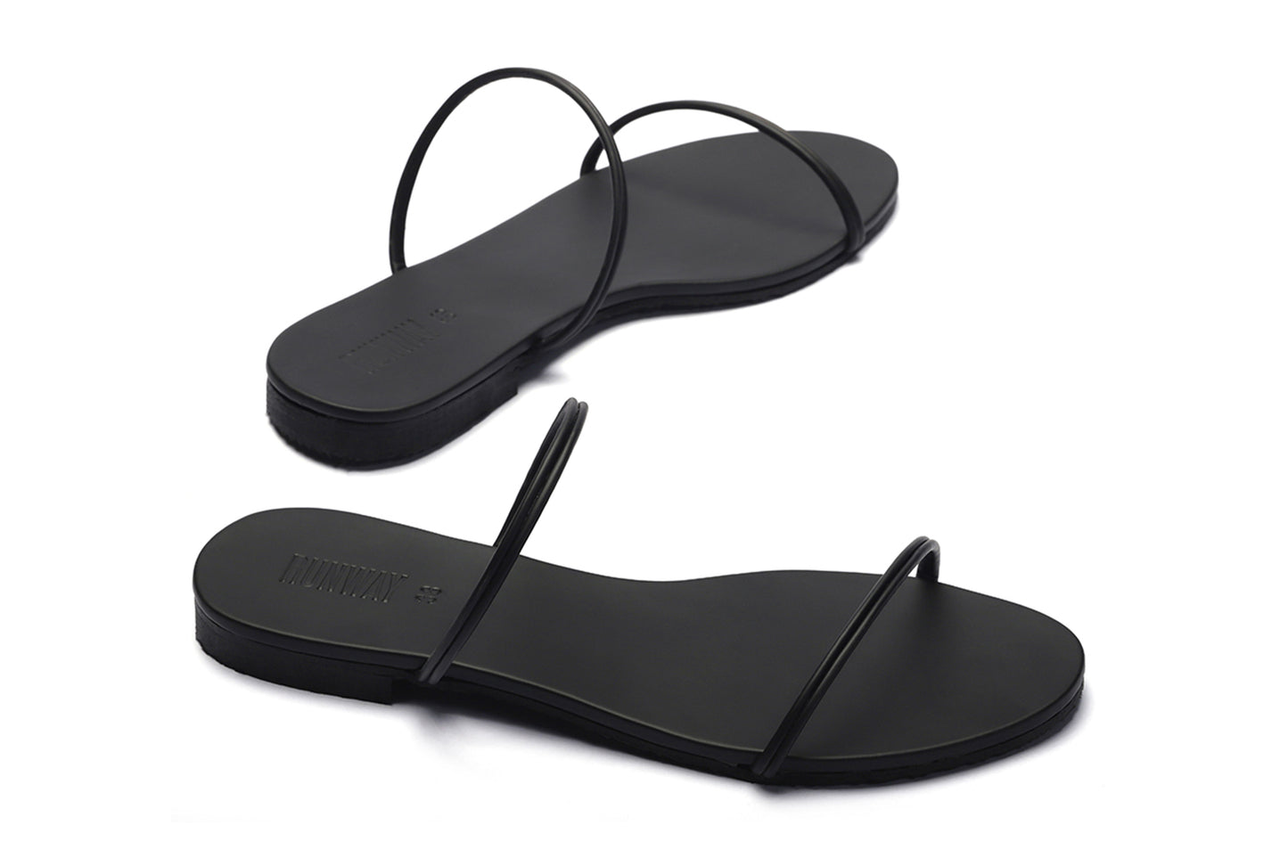 Black Strappy Slides