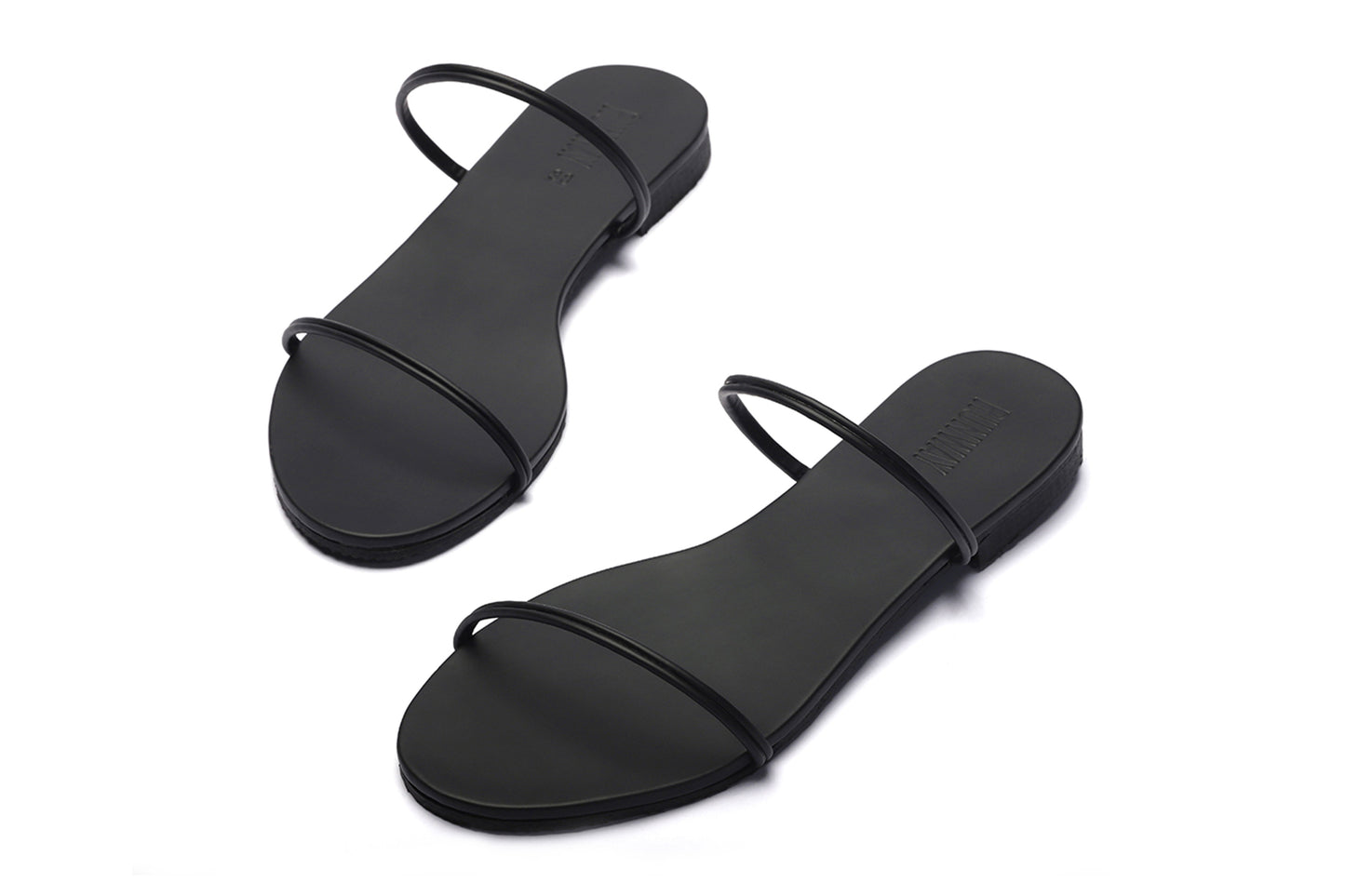 Black Strappy Slides