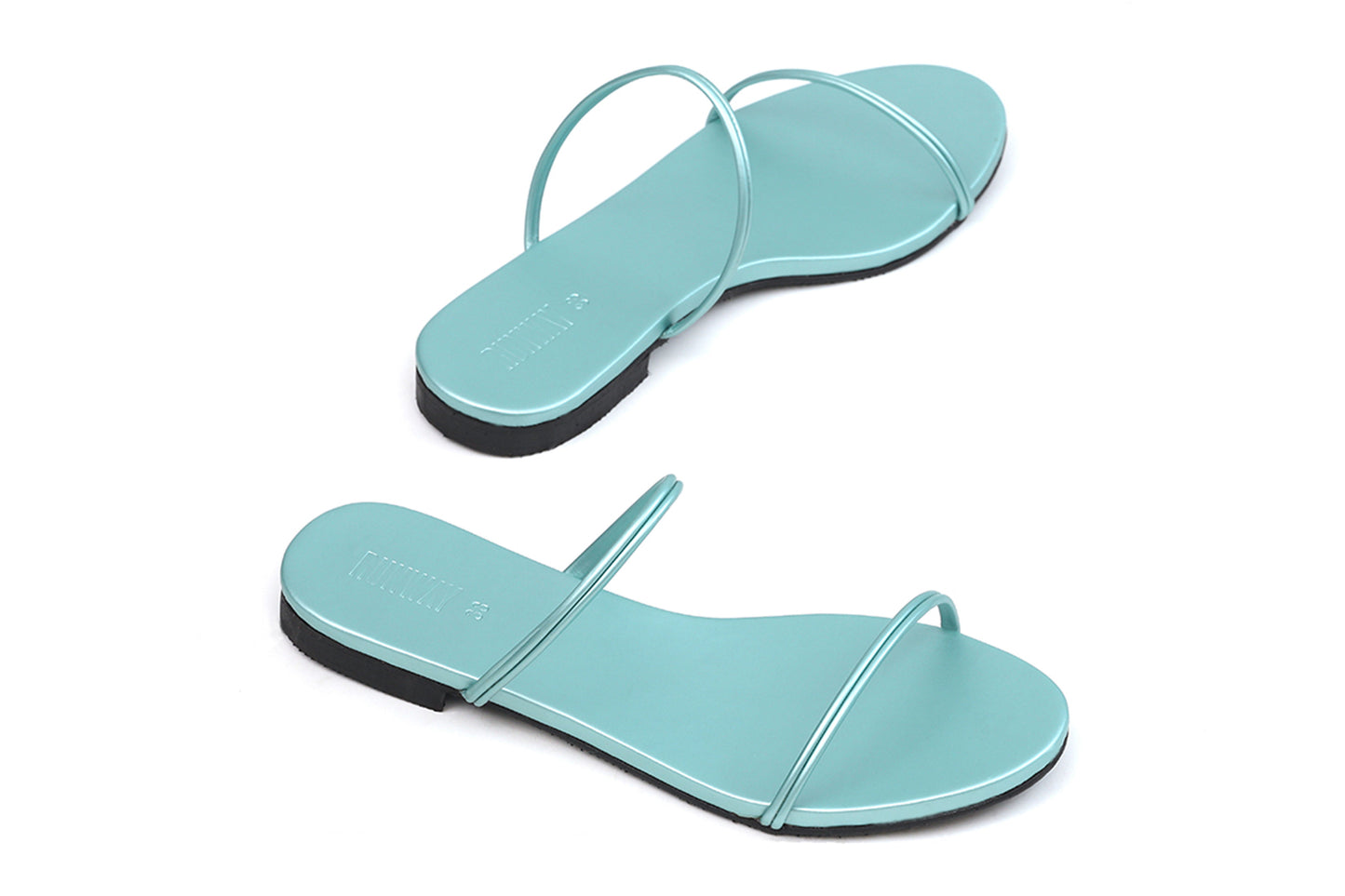 Turquoise Strappy Slides