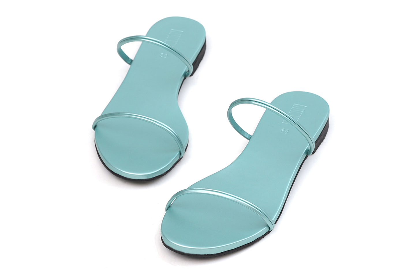 Turquoise Strappy Slides