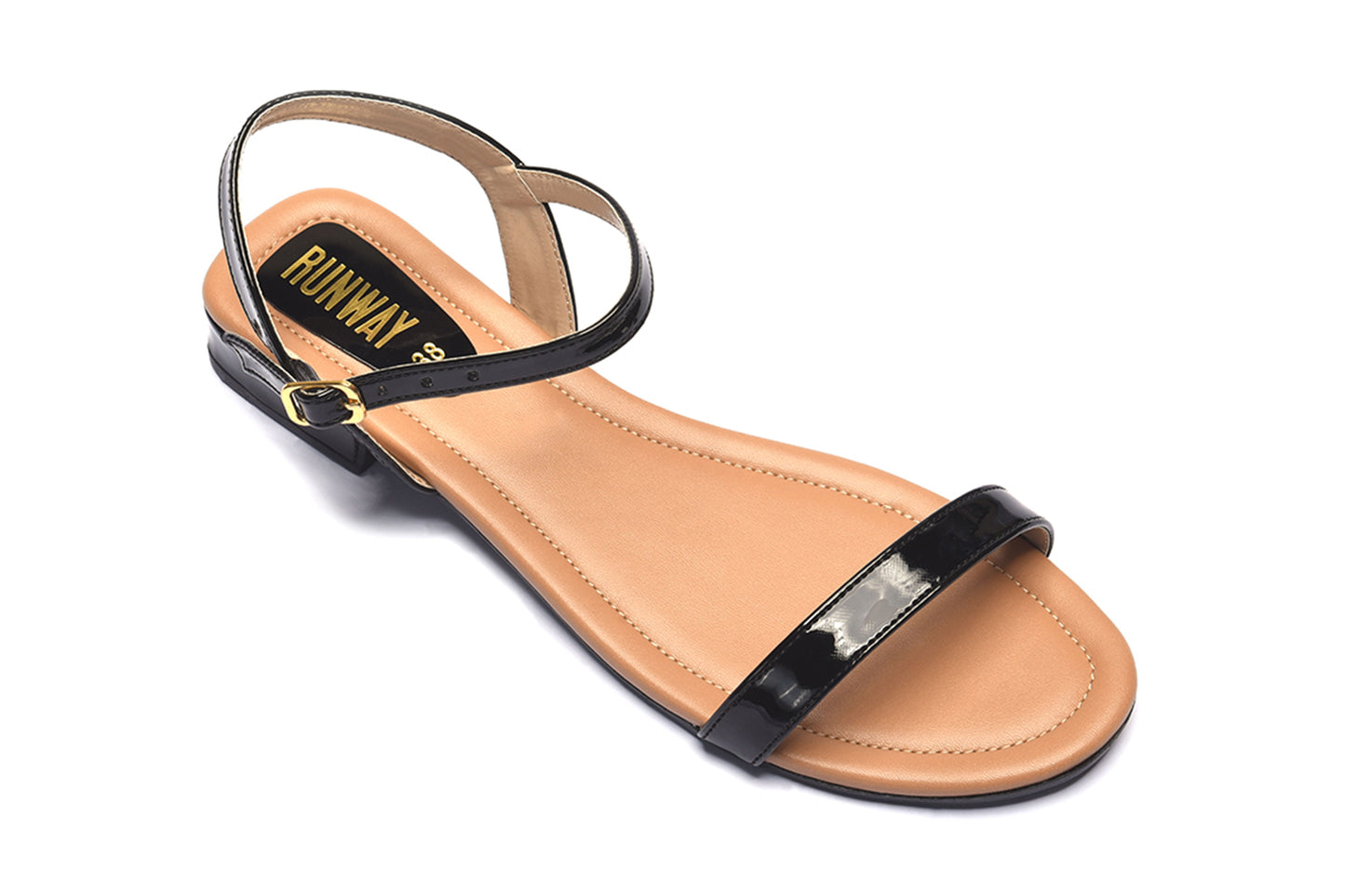 Patent Strapped Black Sandals