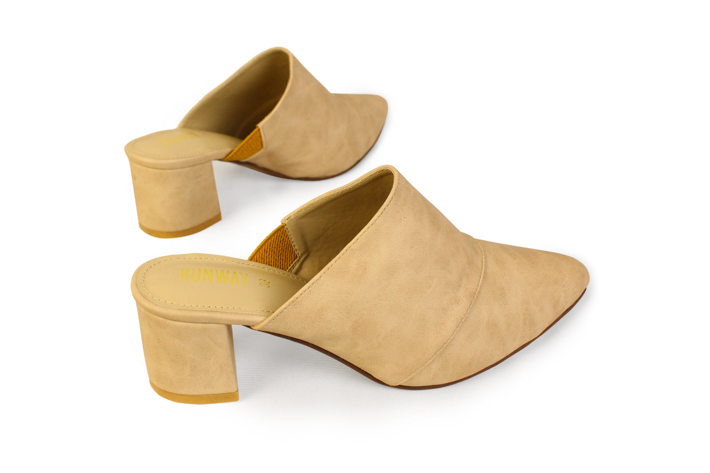 Beige Almond Toe Mules