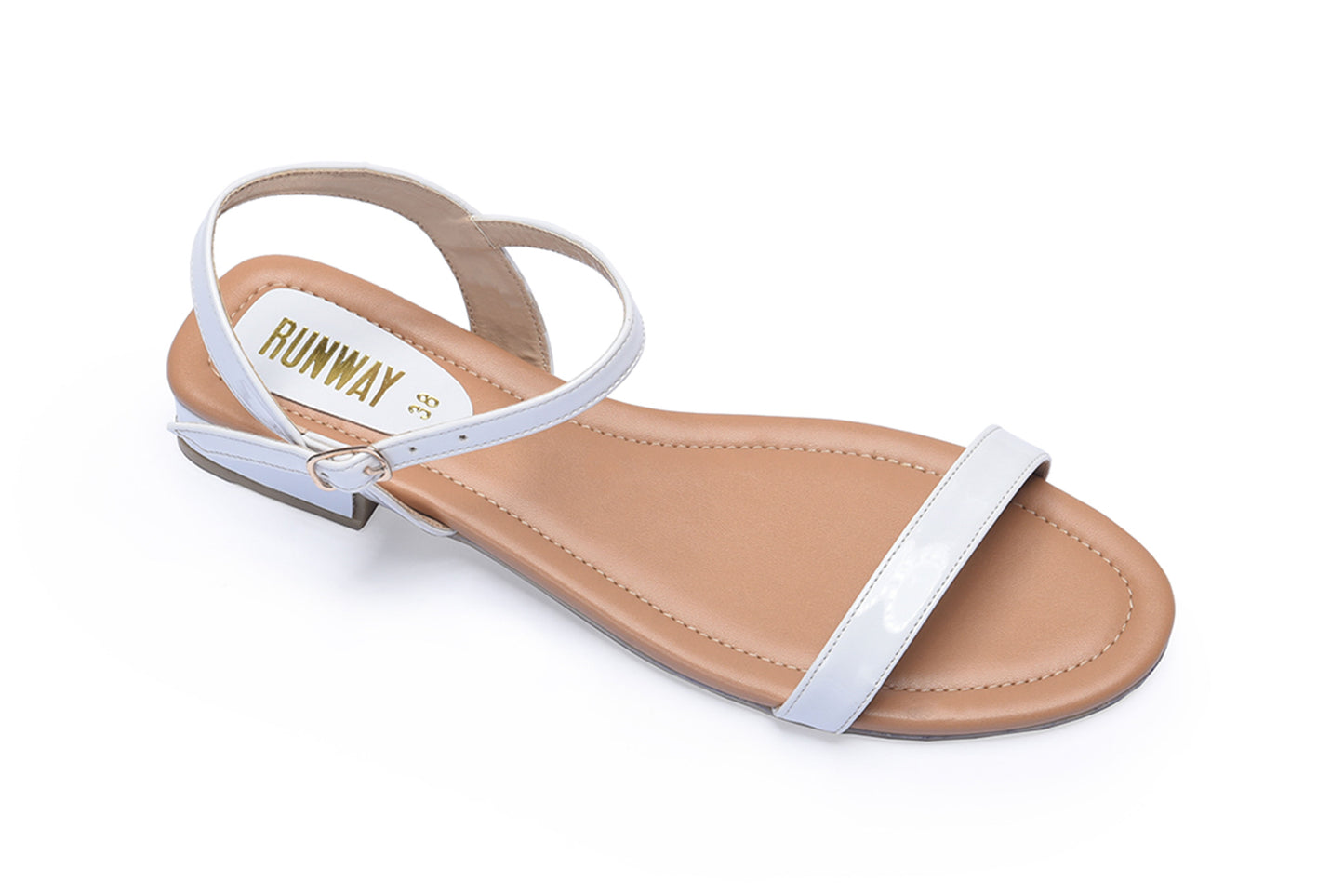 Patent Strapped White Sandals